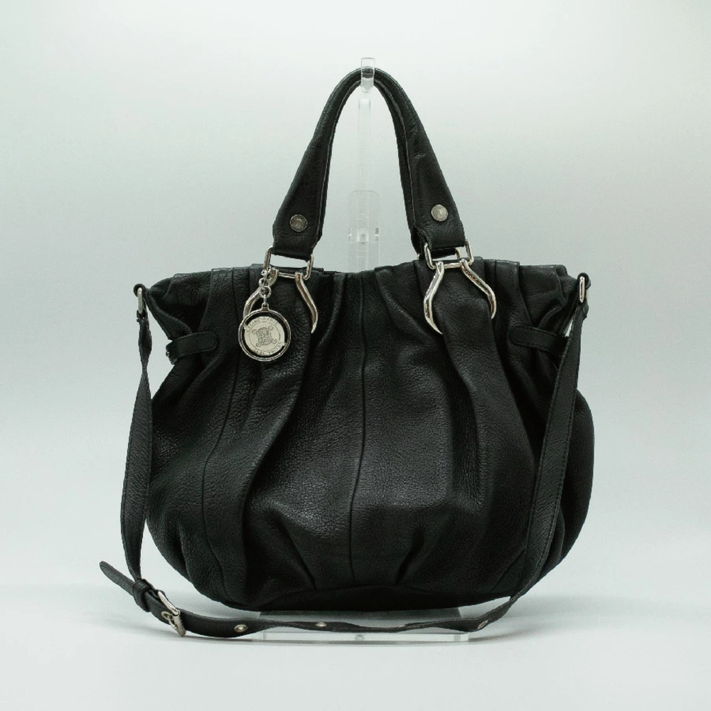 Celine Bag Handbag Shoulder Leather Black Silver